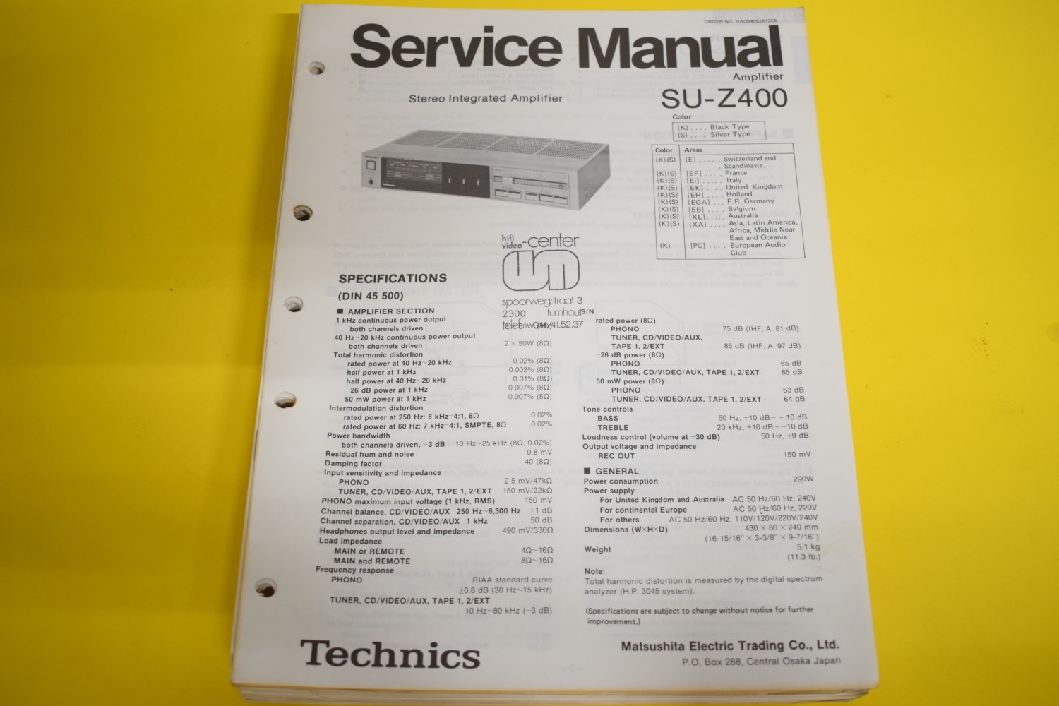 Technics SU-Z400 Amplifier Service Manual  			